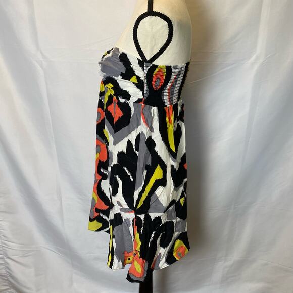 Alice & Trixie Silk Strapless Retro Print Smocked Mini Dress Size Small Womens - Picture 4 of 11